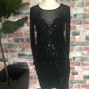 Express black sequin dress